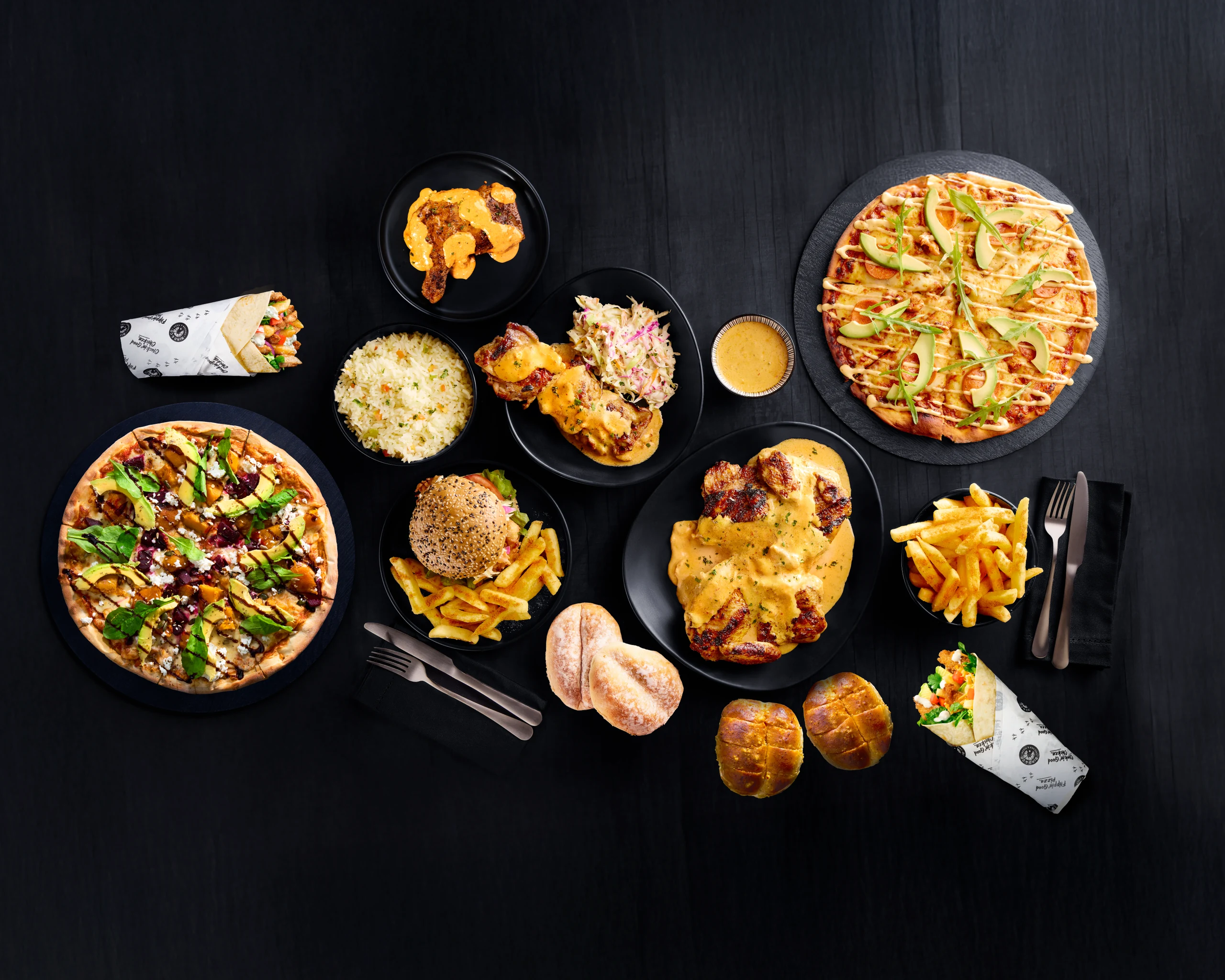 Bird & Co chicken, pizzas, burgers, wraps and sides